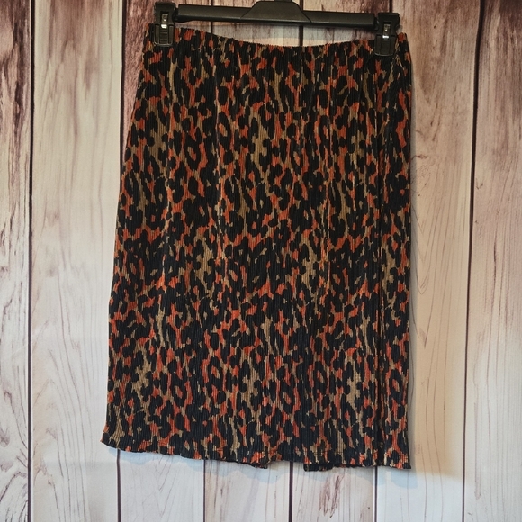 Ashley Stewart Animal Print Pencil Skirt - Black and Orange Size 14/16 - Picture 1 of 8